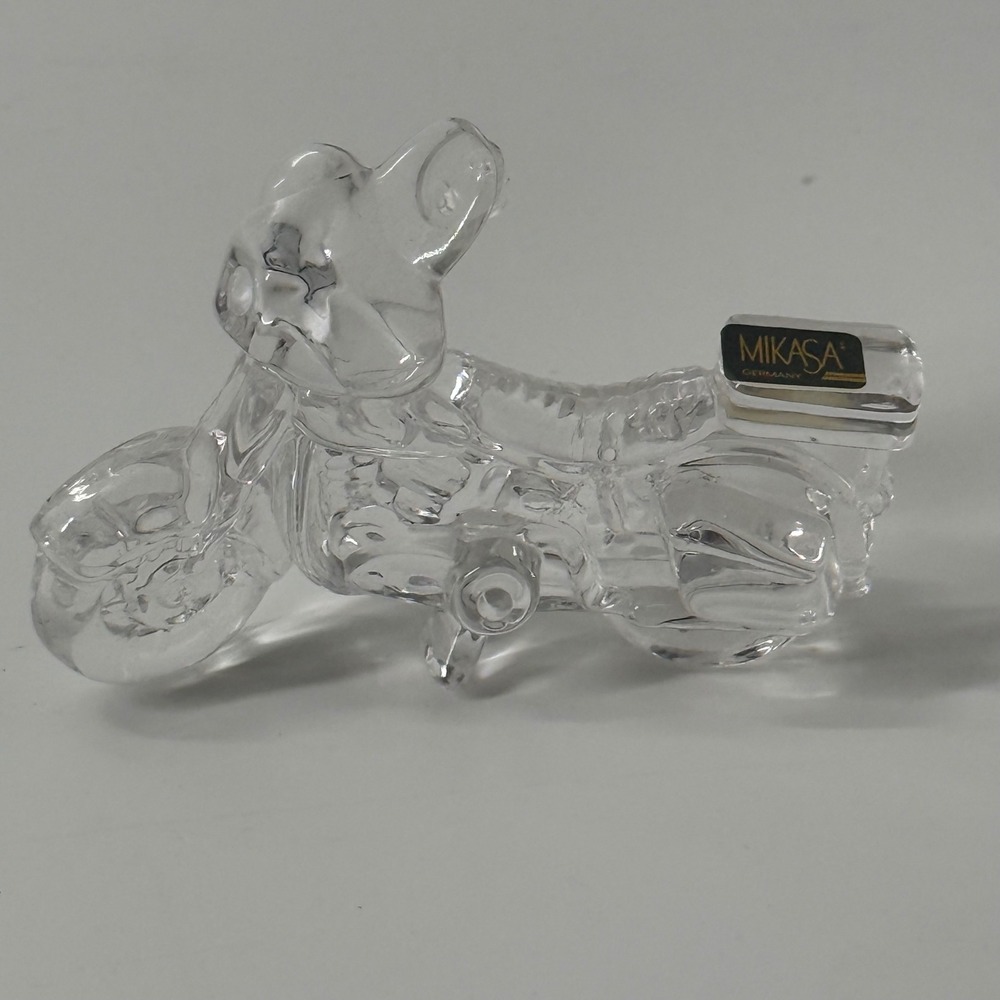 Mikasa Germany Crystal Motorcycle Figurine Clear Glass Cruiser Ornament Harley